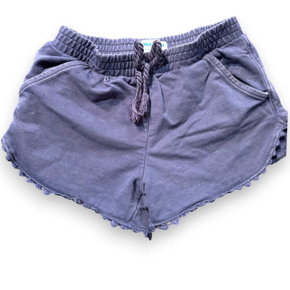 Mayoral girl's navy blue chenille elastic waist shorts w pockets sz 5